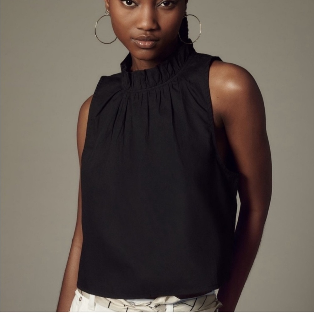 Maeve Poplin Ruffle Neck Halter Tank